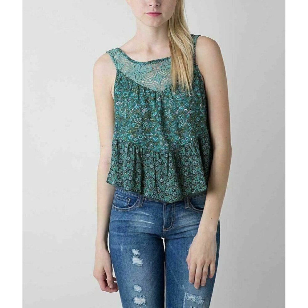 O'Neill Teal Rayon Lace Crochet  Tank Top Size L - Picture 5 of 6